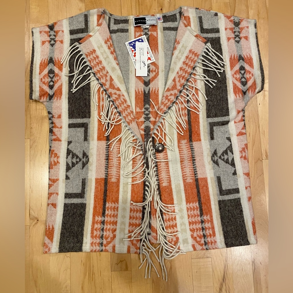 Rhonda Stark Bitter Root Fringe Vertical Wrap NWT